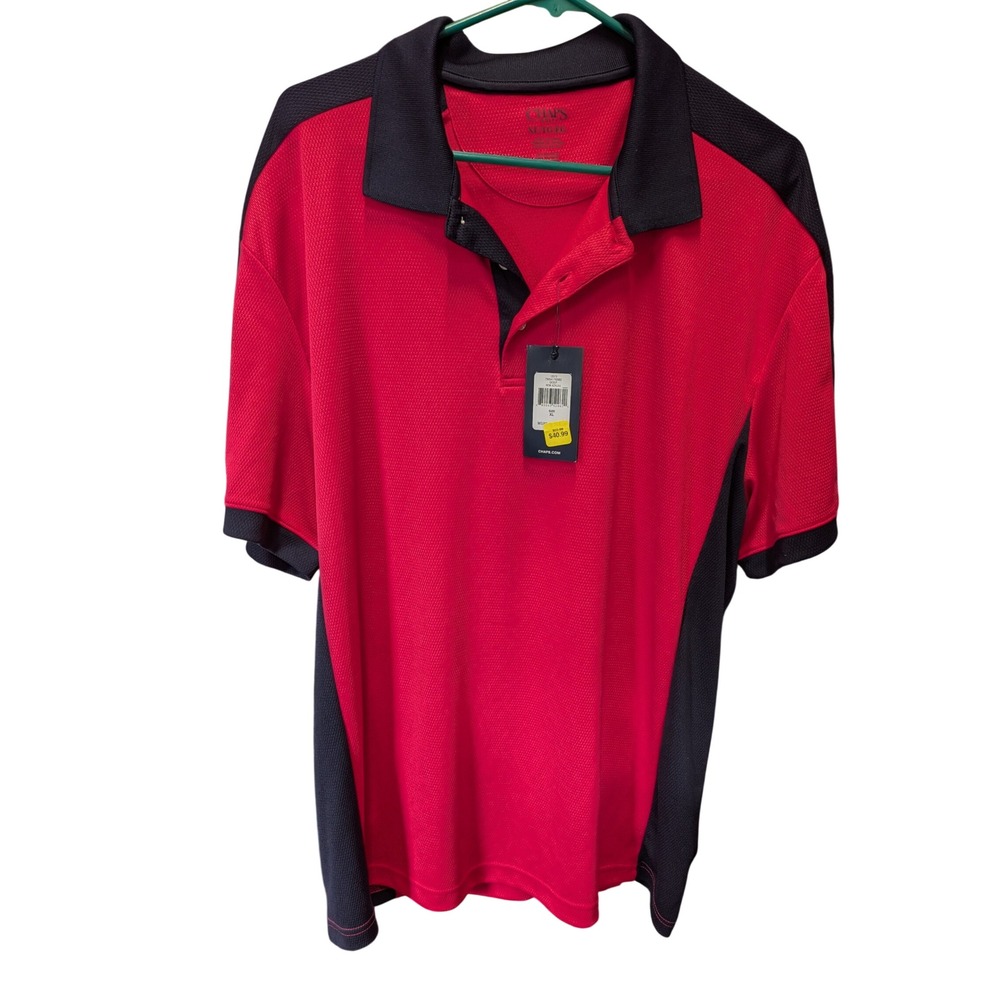 Chaps Golf‎ Mens XL Red Navy Blue Stay-Dry Performance Polo Shirt New With Tags